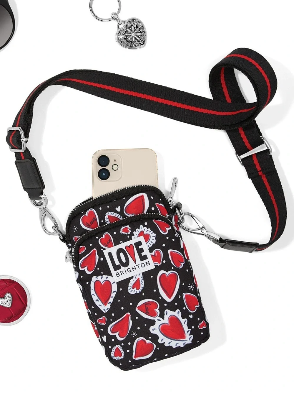 BRIGHTON NEW Hearts A Flutter Utility Bag Whimsical Crossbody Zipper Pouch NWOT